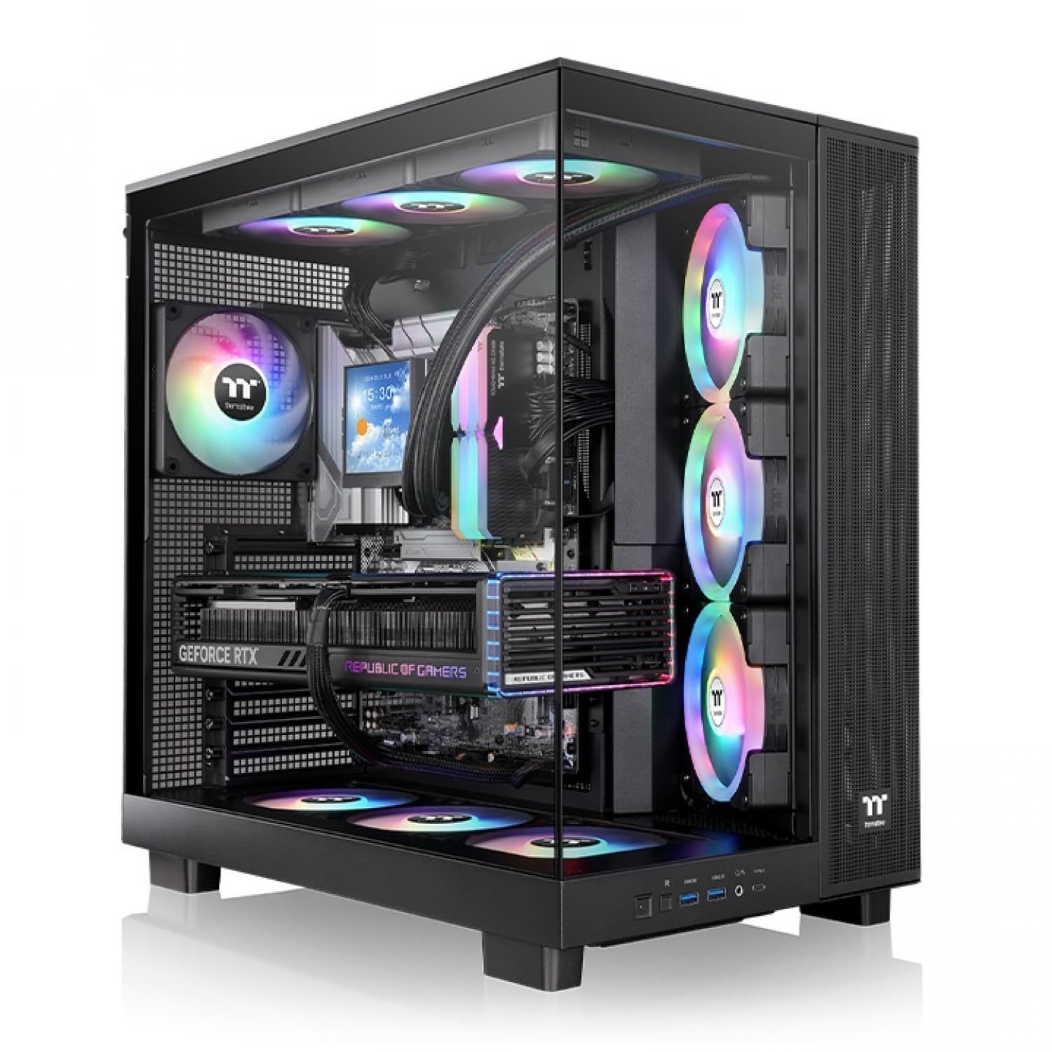 GABINETE THERMALTAKE VIEW 380 XL TG ARGB BLACK TEMPERED GLASS - Imagen 1
