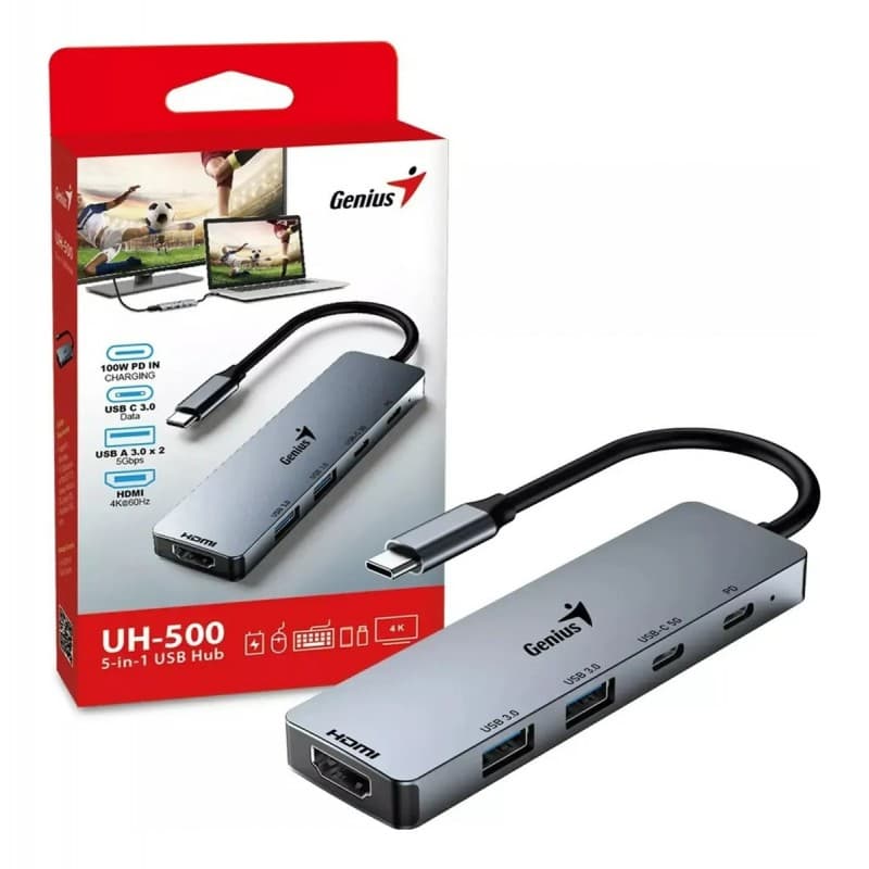 GENIUS UH-500 HUB USB-C HDMI 4K/60HZ PD-100W · Genius