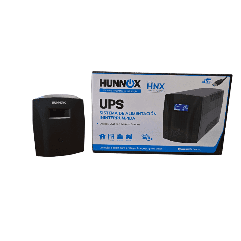 HUNNOX UPS Y ESTABILIZADOR 1500VA LCD C/USB · HUNNOX