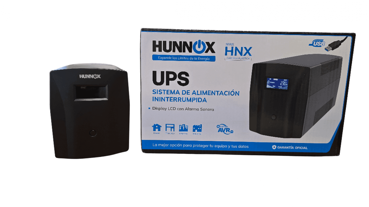 HUNNOX UPS Y ESTABILIZADOR 1500VA LCD C/USB - Imagen 1