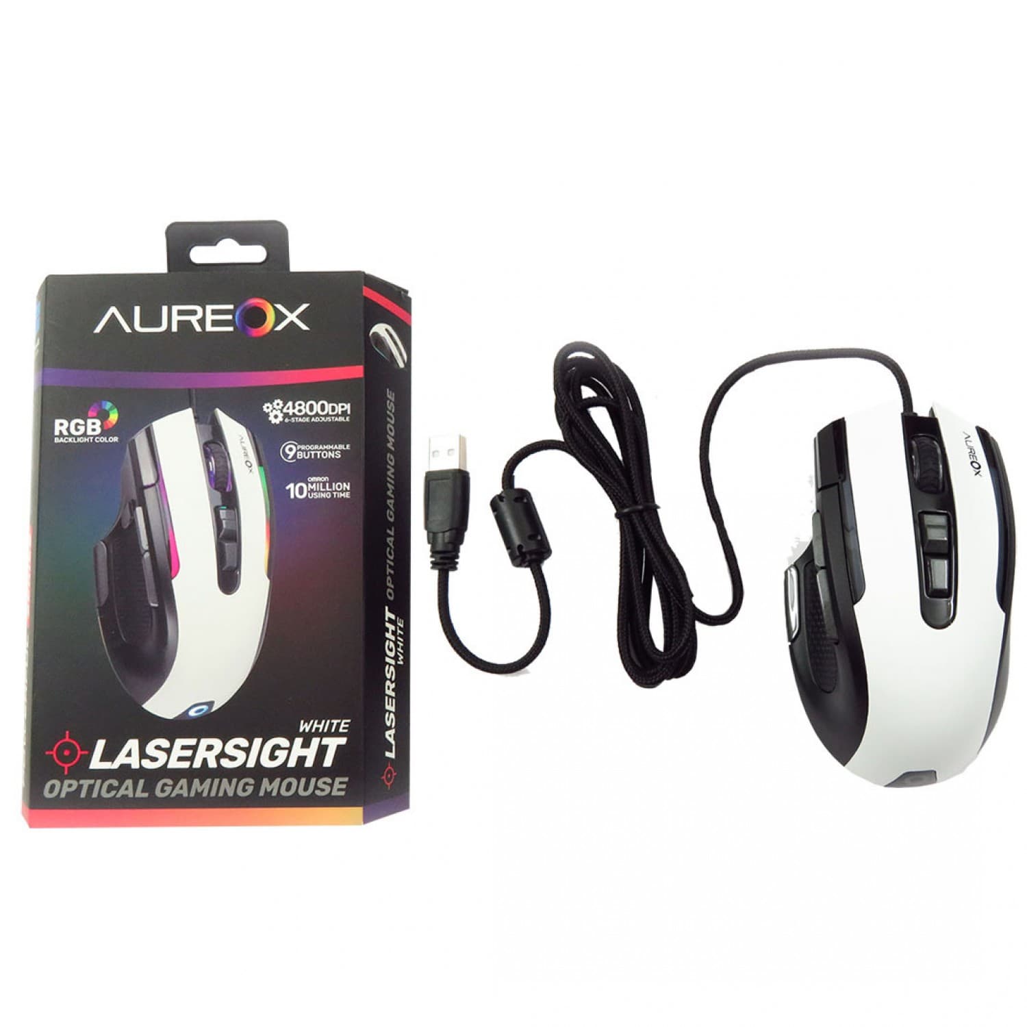 MOUSE AUREOX LASERSIGHT WHITE GAMING GM400W - Imagen 1