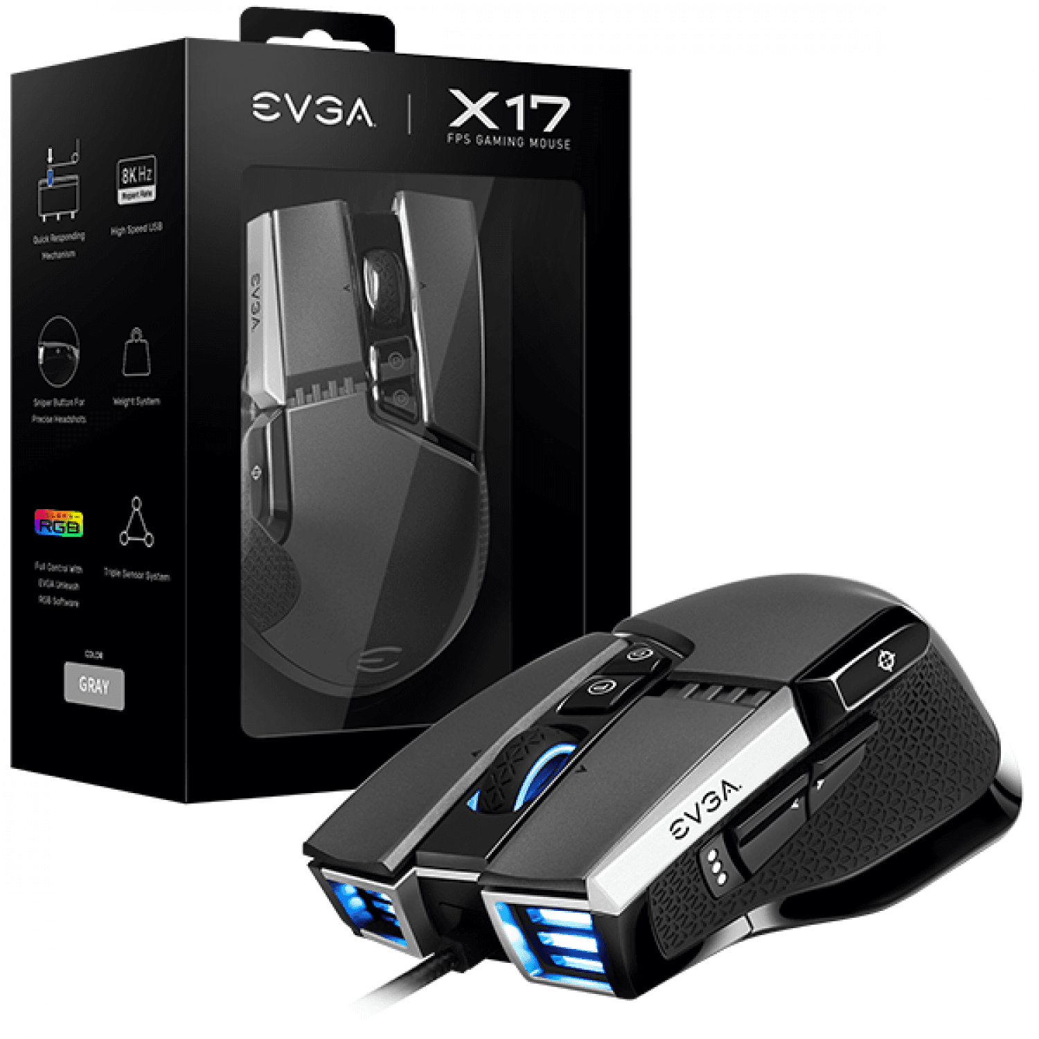 MOUSE GAMER EVGA X17 GREY - Imagen 1