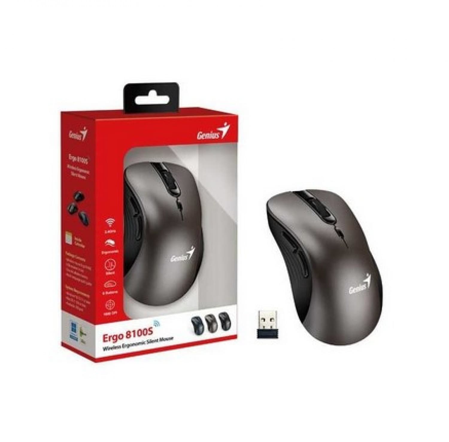 MOUSE GENIUS RS2 ERGO 8100S IRON GRAY - Imagen 1