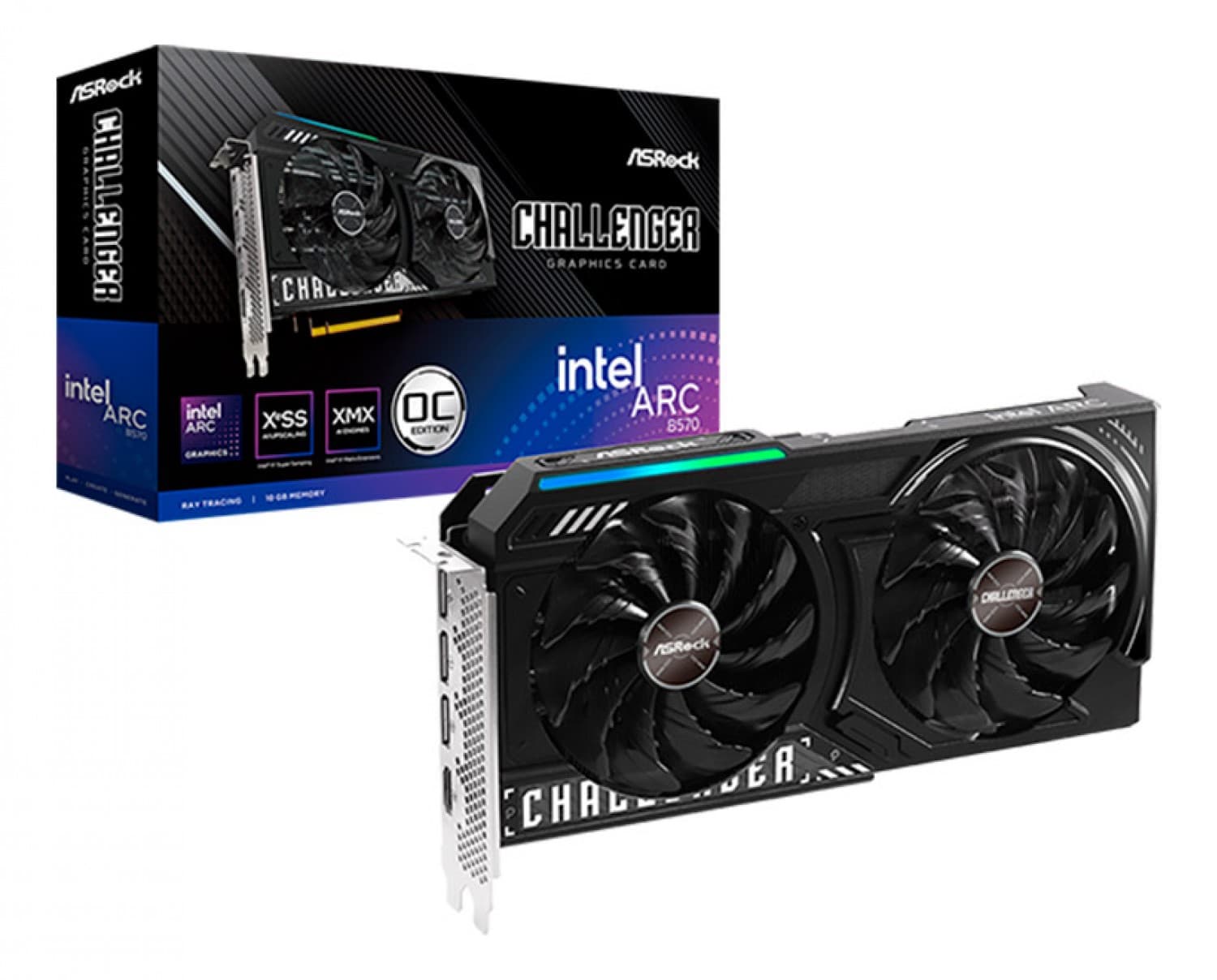 PLACA DE VIDEO ASROCK INTEL ARC B570 10GB CHALLENGER - Imagen 1