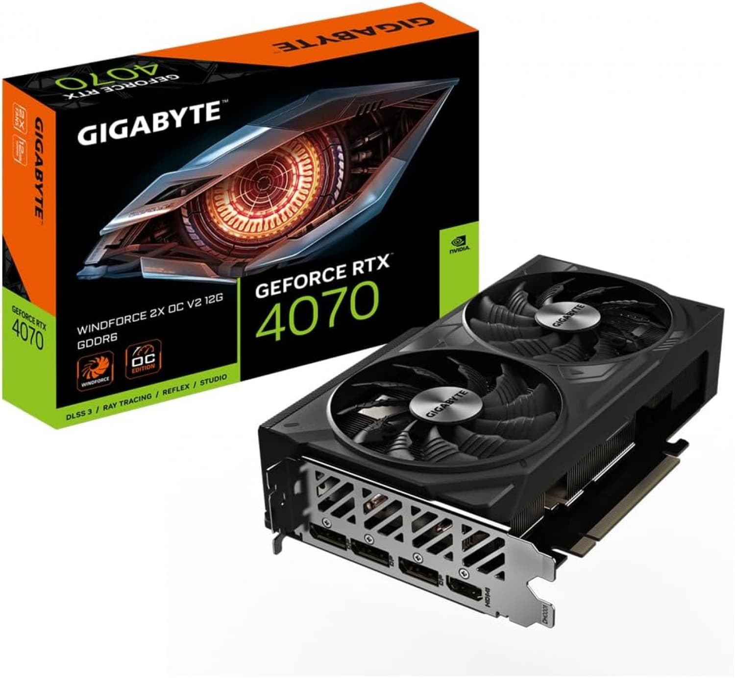 PLACA DE VIDEO GIGABYTE RTX 4070 WINDFORCE 2X OC 12GB - Imagen 1