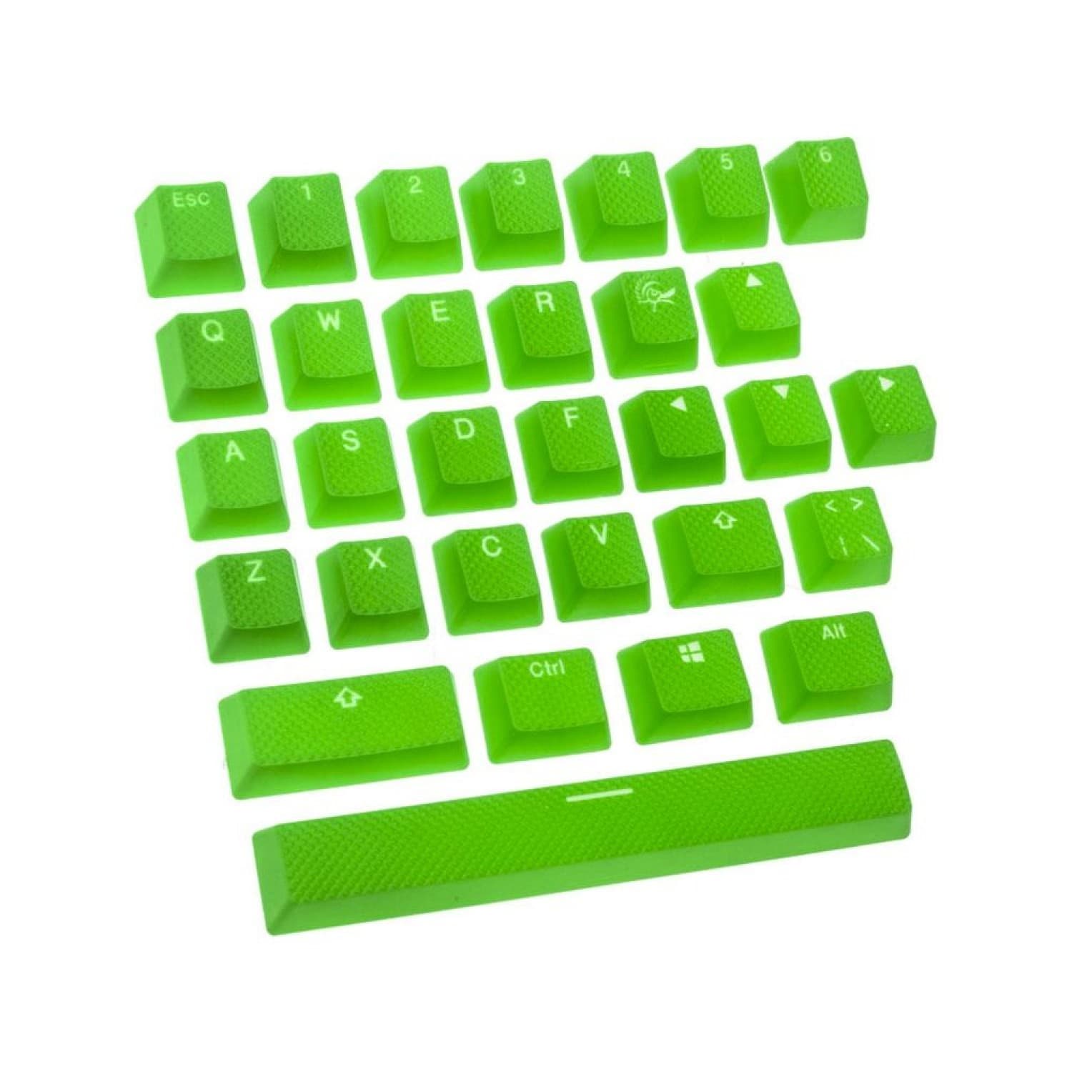 SET 31 TECLAS DUCKY VERDE GOMA RUGOSAS GAMER TRASLUCIDAS - Imagen 1
