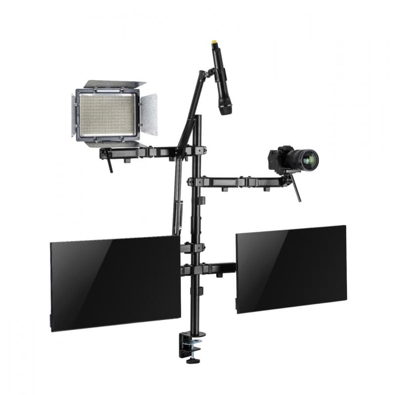 SOPORTE INTELAID DE ESCRITORIO SETUP 2 MONI CAMARA CAM MIC LUZ IT-SDM · INTELAID