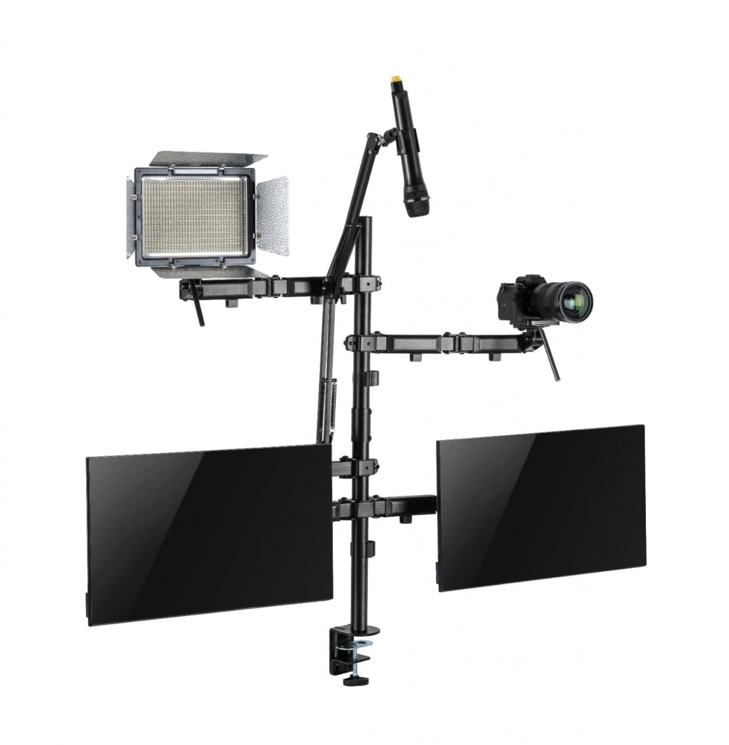 SOPORTE INTELAID DE ESCRITORIO SETUP 2 MONI CAMARA CAM MIC LUZ IT-SDM - Imagen 1