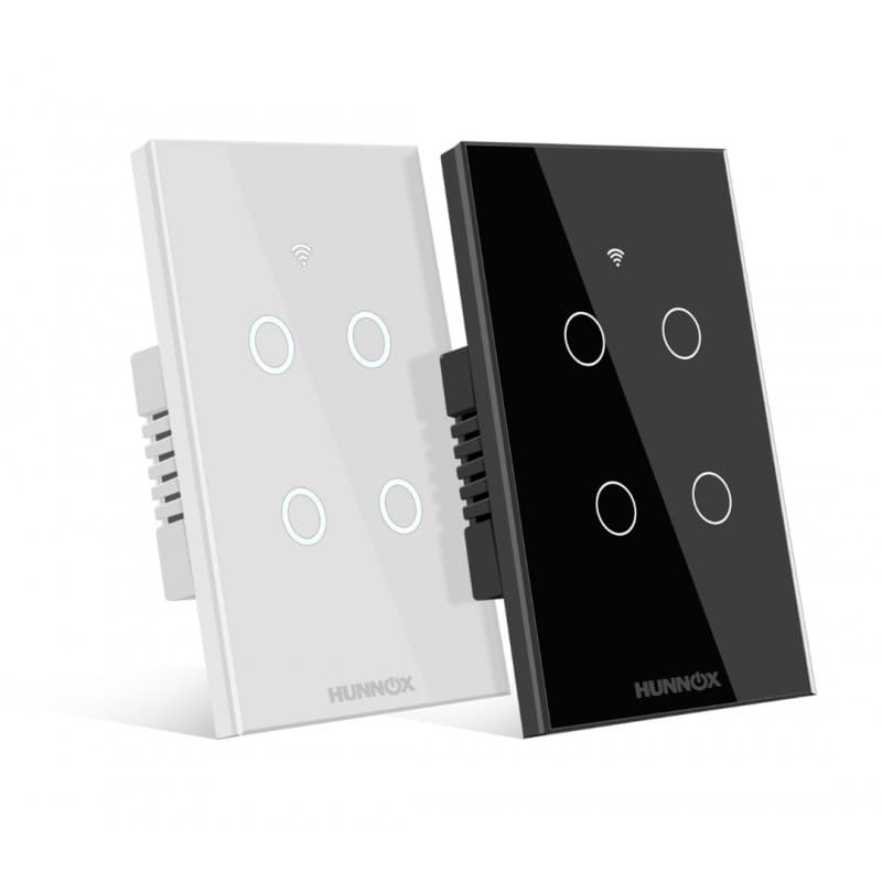 TECLA HUNNOX SMART TACTIL 4 CANALES NEGRO · HUNNOX