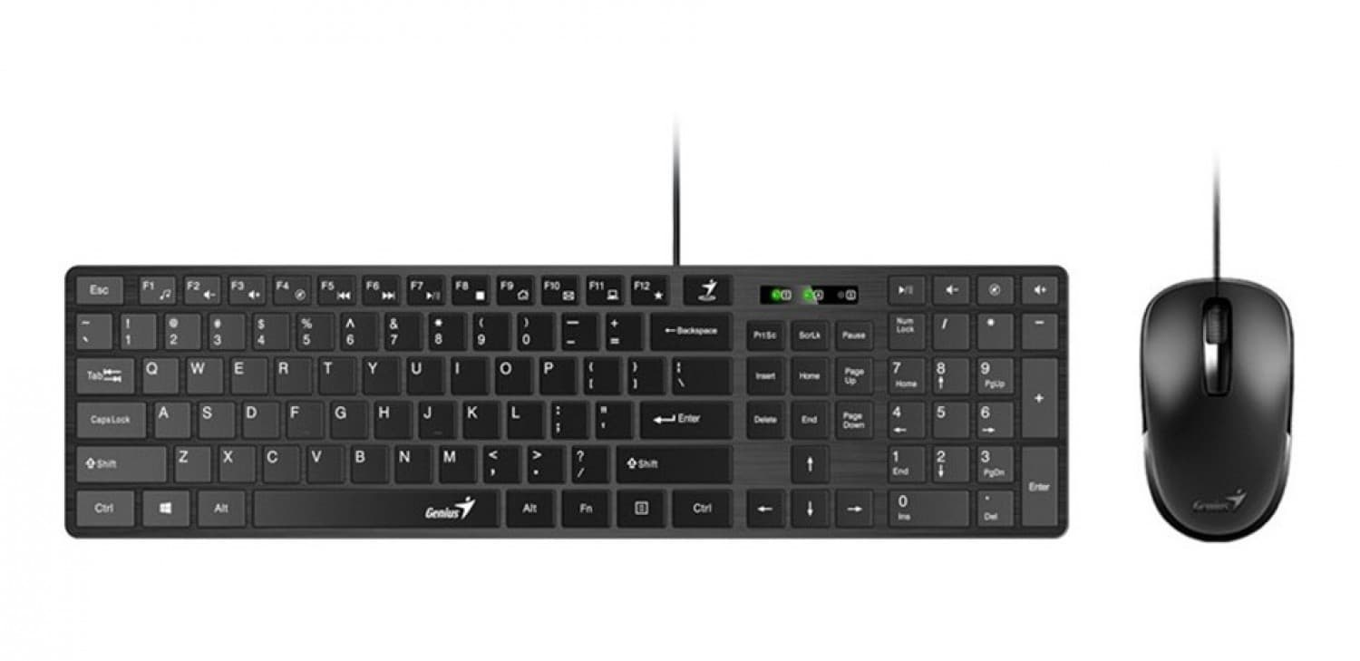 TECLADO + MOUSE COMBO USB GENIUS SLIMSTAR C126 BLACK - Imagen 1