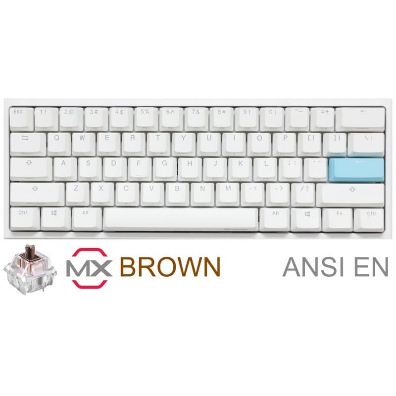 TECLADO GAMER DUCKY ONE 2 MINI PURE WHITE RGB CHERRY BROWN RGB DOUBLE-SHOT PBT MECANICO · Ducky