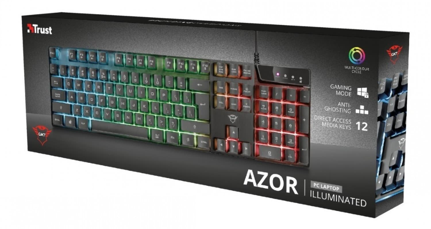 TECLADO GAMER TRUST AZOR GXT 835 / IDIOMA INGLES - Imagen 1