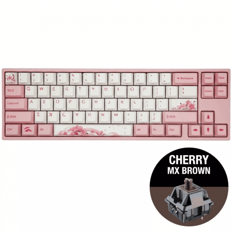 TECLADO MECANICO DUCKY MIYA PRO SAKURA V2 SWITCH CHERRY MX BROWN INGLES PBT ILUMINACION LED BLANCO · Ducky