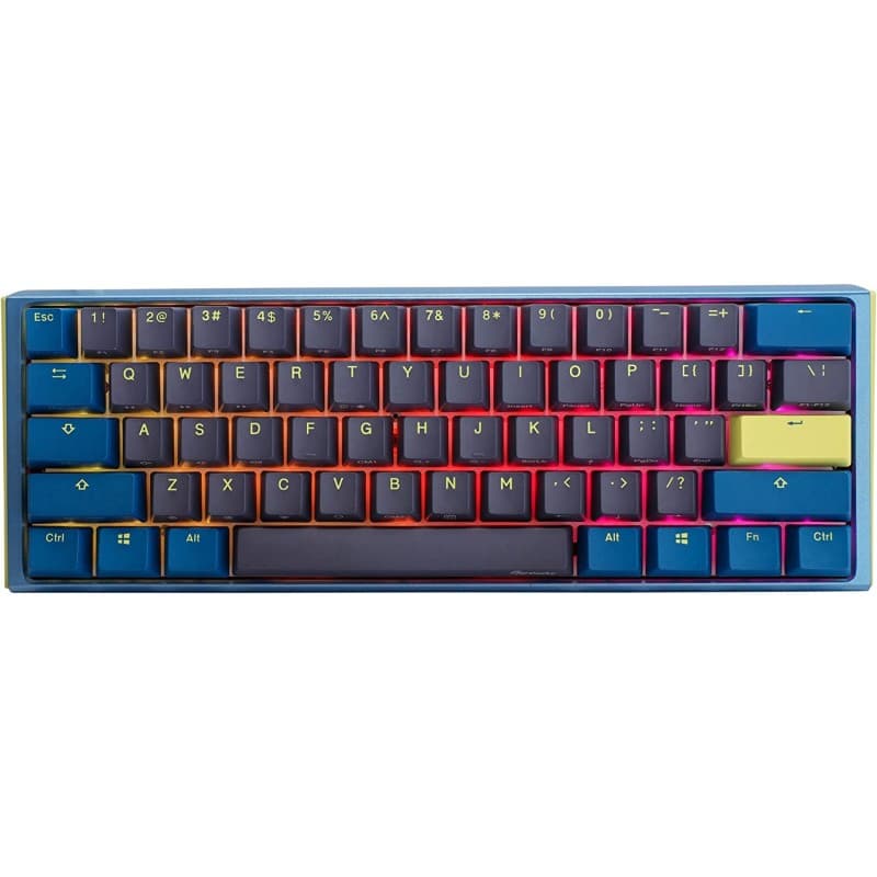 TECLADO MECANICO DUCKY ONE 3 DAYBREAK MINI TECLAS AZULES CLEAR SWITCH INGLES PBT DOBLE DISPARO SIN COSTURAS CAJA SUPERIOR AZUL CAJA INFERIOR GRIS CAJA · Ducky