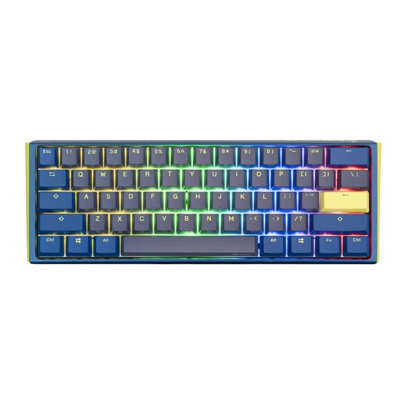 TECLADO MECANICO DUCKY ONE 3 DAYBREAK MINI TECLAS AZULES INTERRUPTOR MARRON INGLES PBT DOBLE DISPARO SIN COSTURAS · Ducky