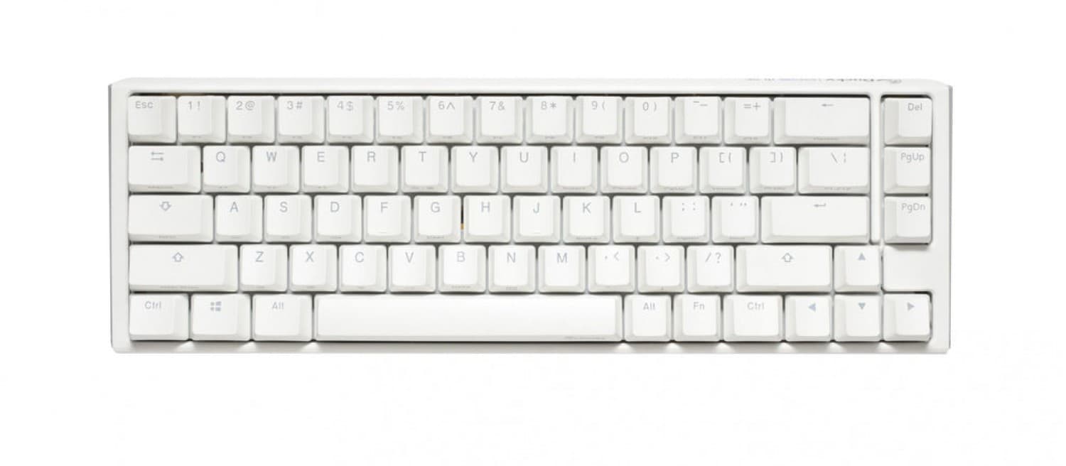 TECLADO MECANICO DUCKY ONE 3 SF TECLAS BLANCAS INTERRUPTOR TRANSPARENTE INGLES PBT DOBLE DISPARO SIN COSTURAS ESTUCHE SUPERIOR BLANCO ESTUCHE INFERIOR - Imagen 1