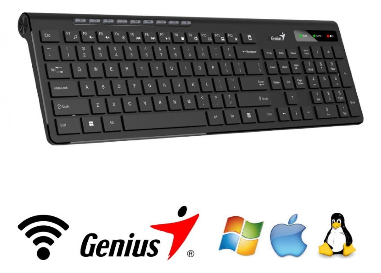 TECLADO WIRELESS GENIUS SLIMSTAR 7230 BLACK - Imagen 1
