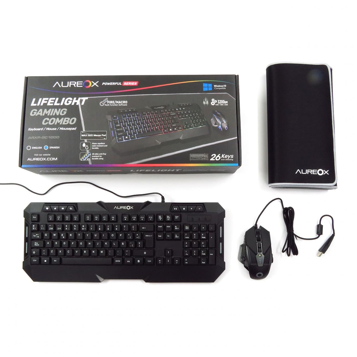 TECLADO y MOUSE + PAD AUREOX LIFELIGHT GAMING GC1000 - Imagen 1