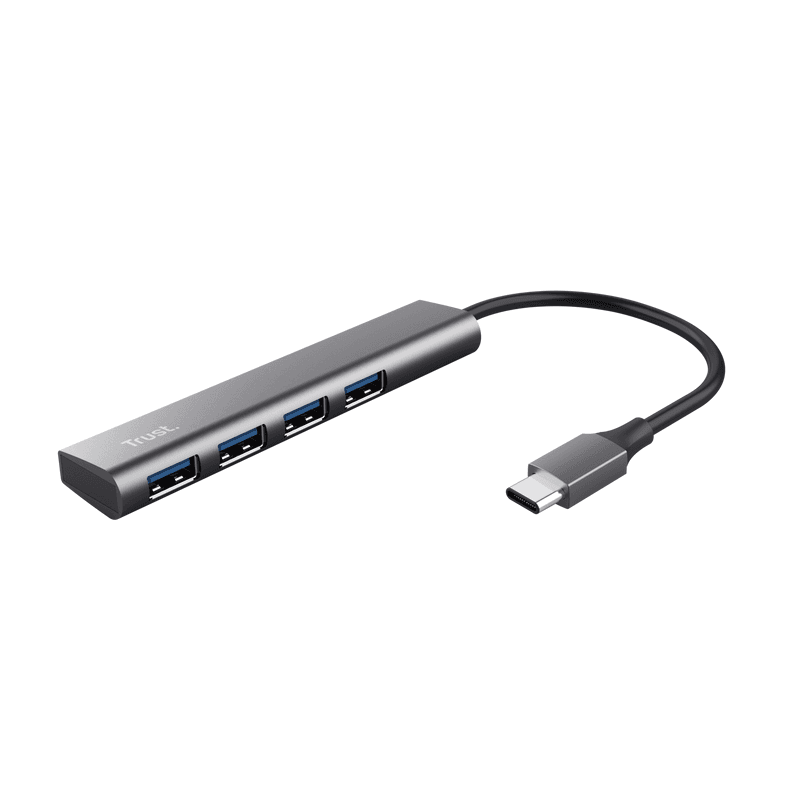 TRUST HALYX HUB USB-C A PUERTOS USB-A 3.2 GEN1 ALUMINIO · Trust