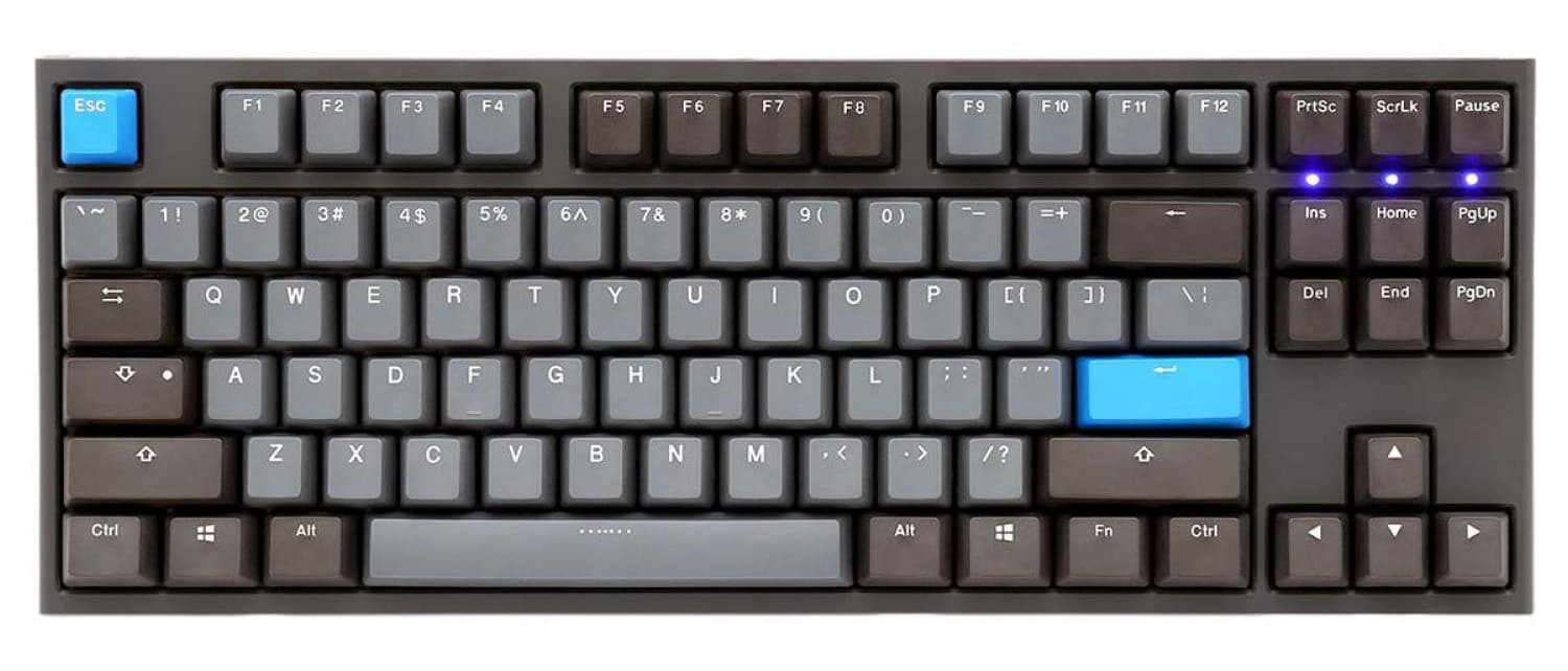 Teclado Mecanico Ducky One 2 TKL Skyline Teclas gris oscuro Interruptor marron Ingles PBT Doble disparo sin costuras Estuche gris Sin LED - Imagen 1