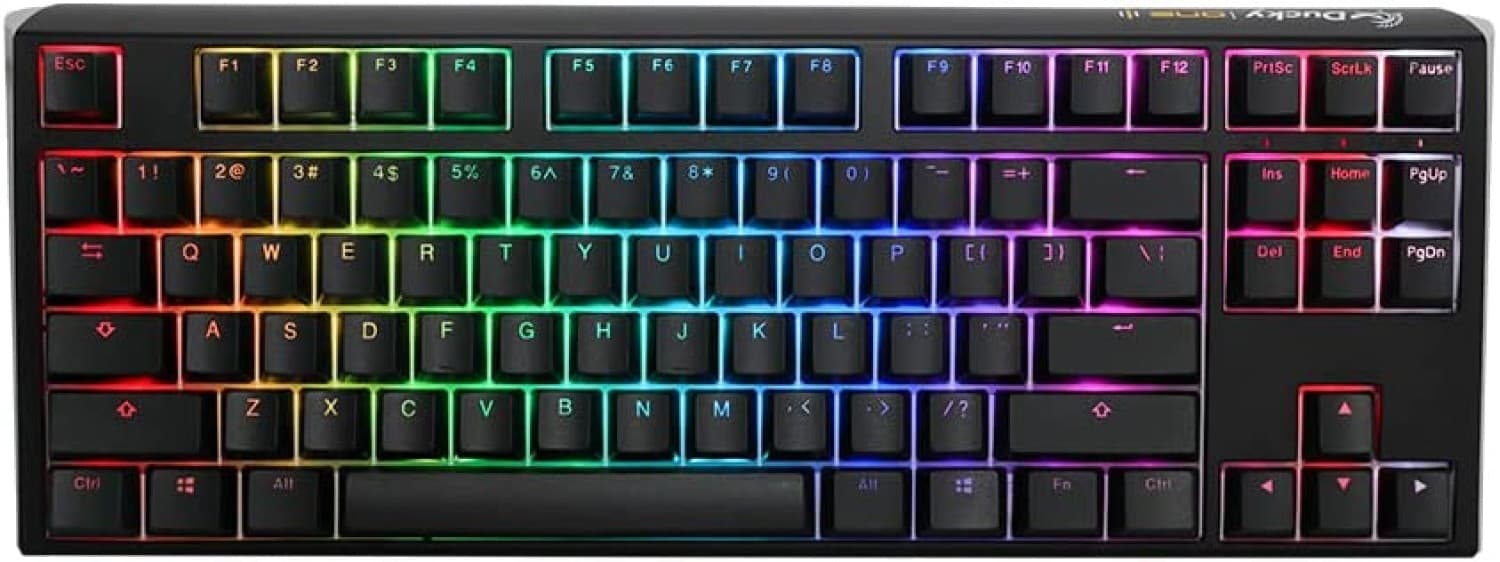 Teclado Mecanico Ducky One 3 TKL Teclas negras Velocidad interruptor plateado Ingles PBT Doble disparo sin costuras Estuche superior negro Estuche inf - Imagen 1
