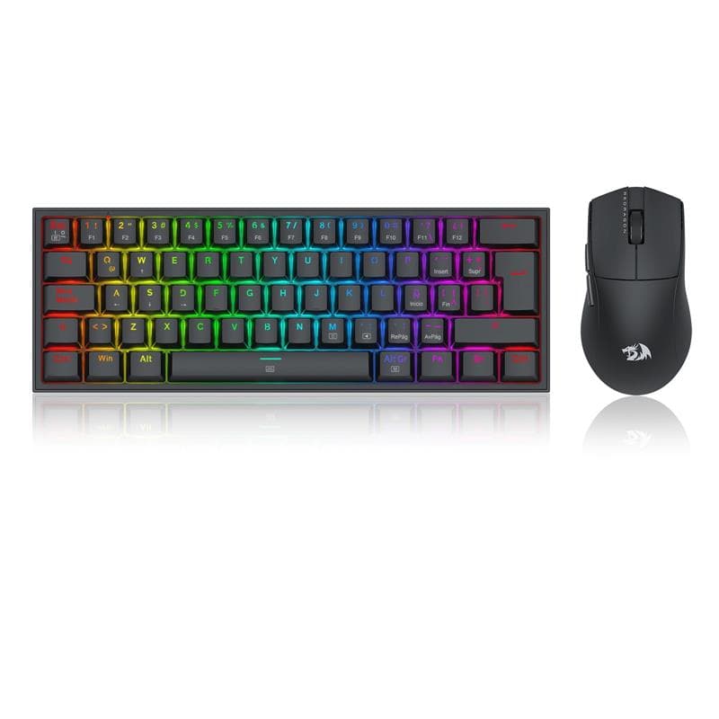 Combo Redragon Teclado y Mouse Redragon k617RGB SP + M724 Negro + S143 · Redragon