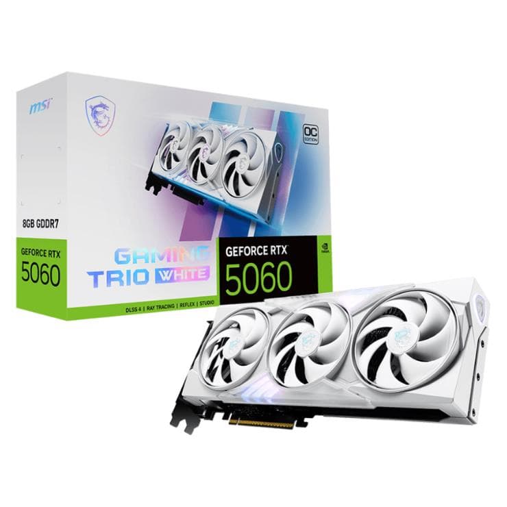 Placa de Video MSI Nvidia Geforce RTX 5060 Gaming Trio OC 8GB White GDDR7 · MSI