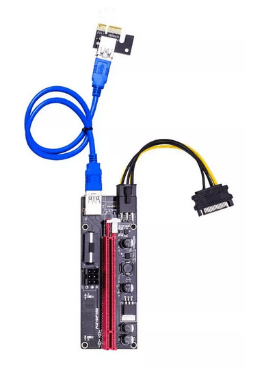Placa Riser Ver009S Plus PCI-E 1X a 16X Power X Sata - Imagen 1