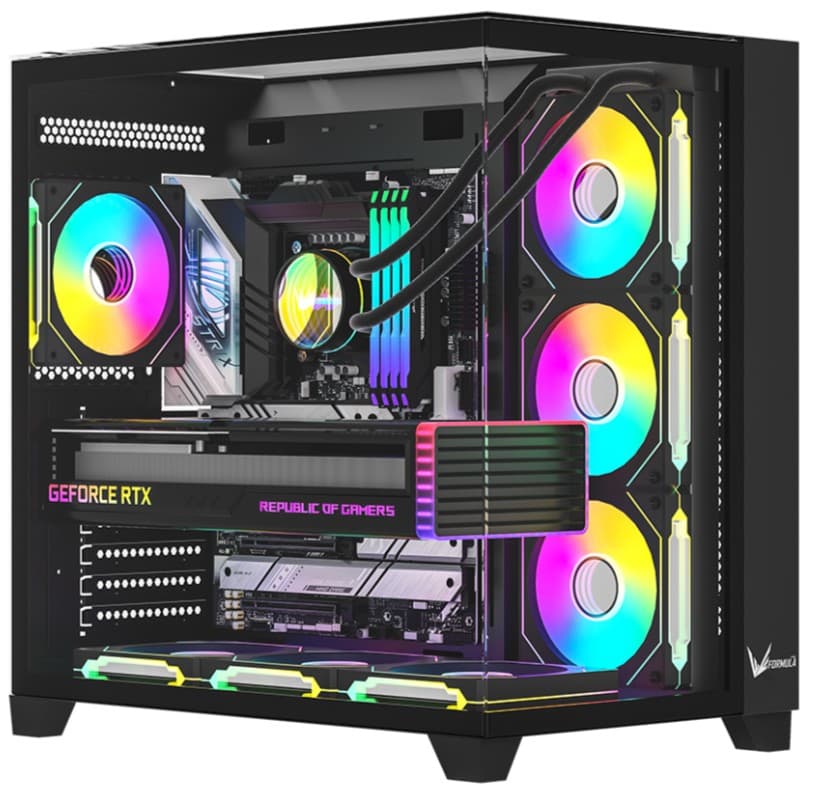 GABINETE GAMER FORMULA V CRYSTAL Z9 FLOE BLACK - Imagen 1