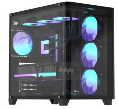 GABINETE GAMER FORMULA V LINE CRYSTAL U2 FLOE BLACK - Imagen 1