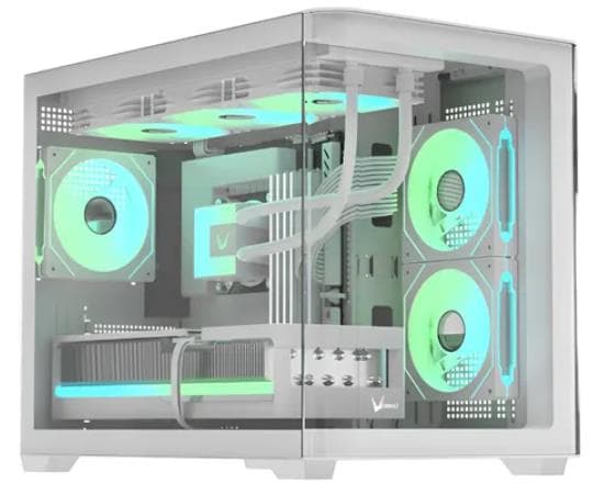 GABINETE GAMER FORMULA V LINE CRYSTAL U2M FLOE WHITE - Imagen 1