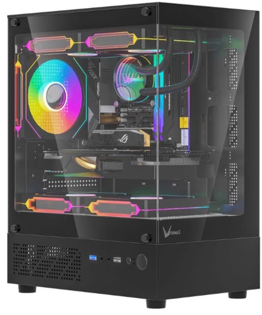 GABINETE GAMER FORMULA V LINE CRYSTAL Z1CM PLUS BLACK - Imagen 1