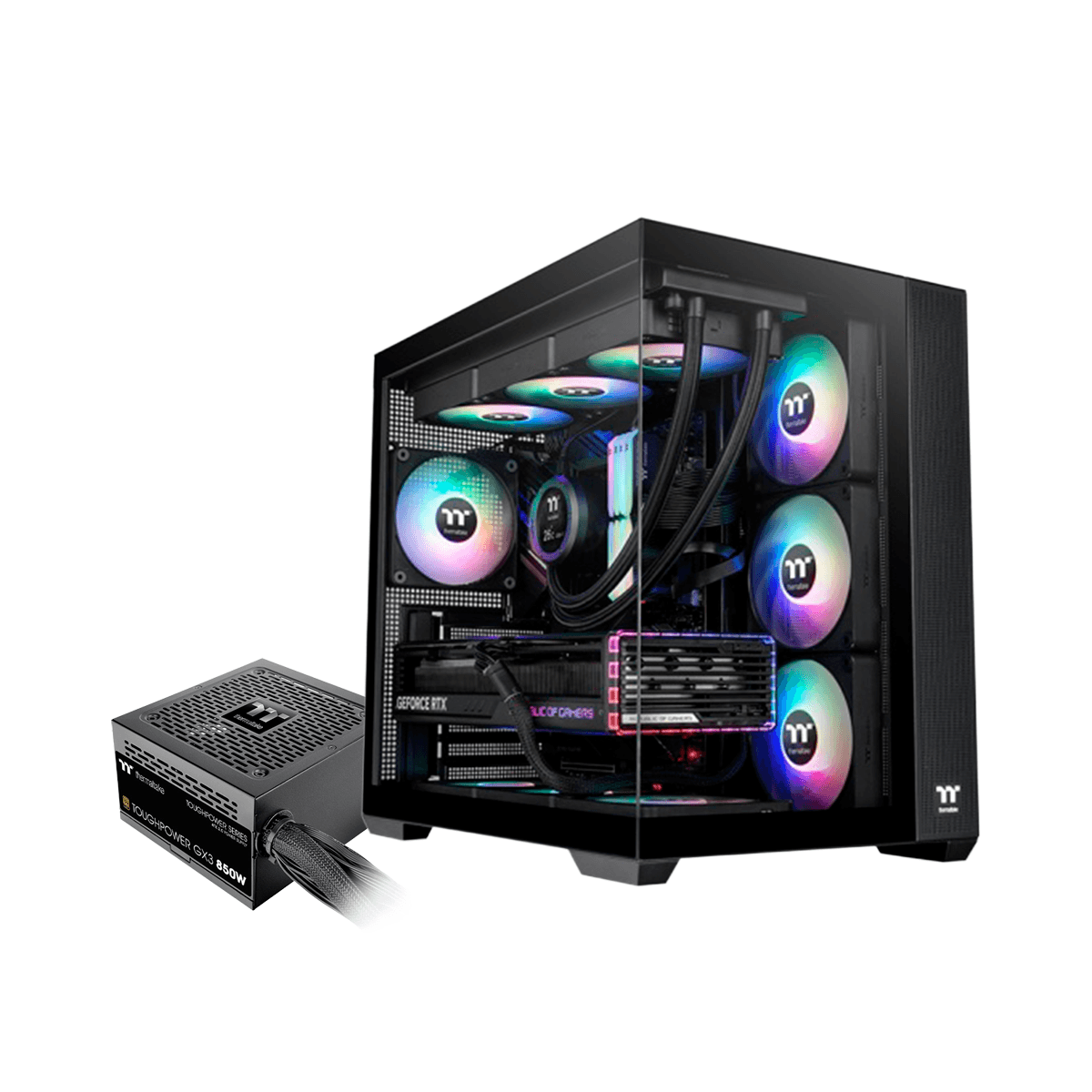 Gabinete TT View 380 Lite Fan ARGB x4 TG x2 c/Fuente 850W Gold (4513) · Thermaltake