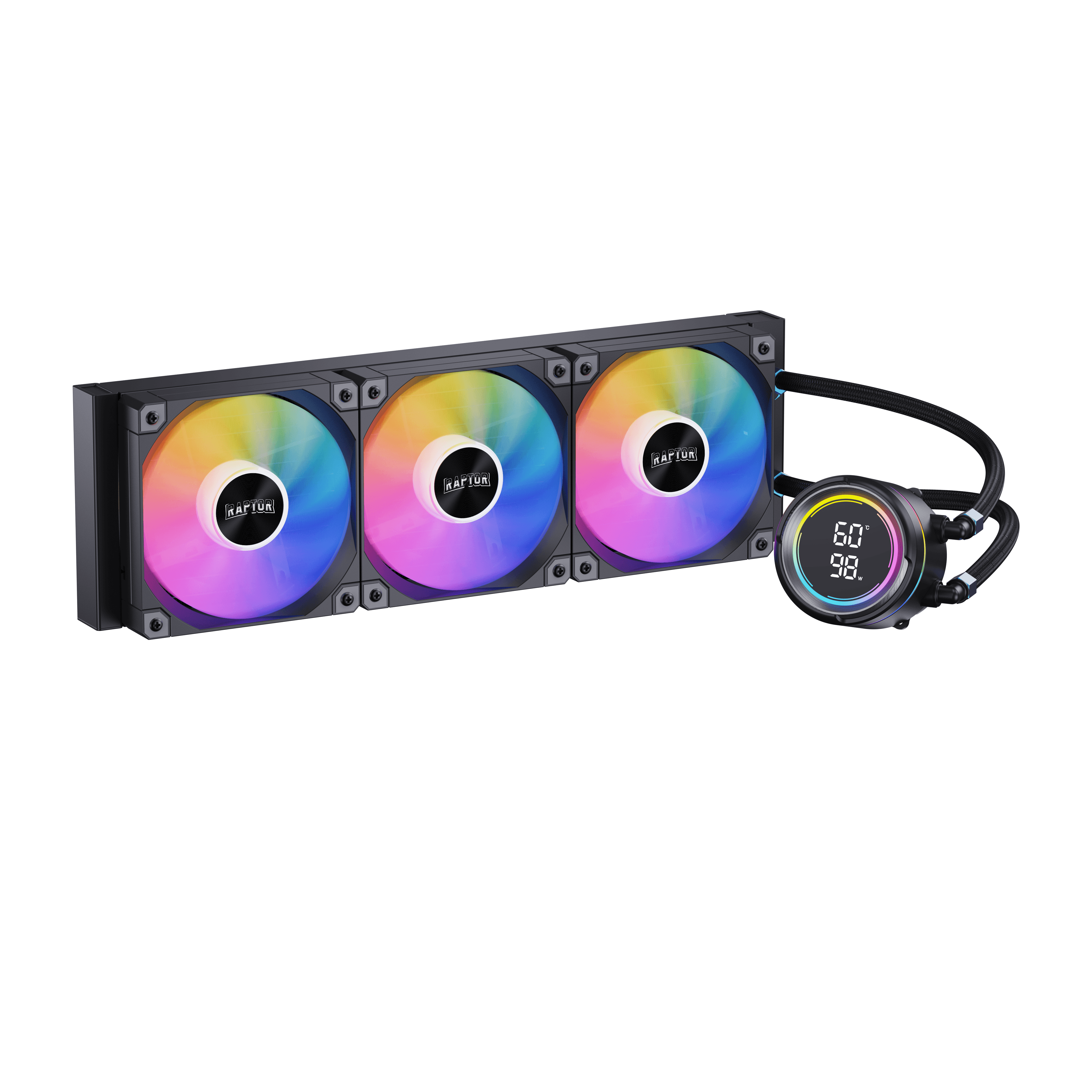 Water Cooling Raptor Aqua Pro 360 Display 3x CPU Cooler 360mm Negro (7688) · RAPTOR