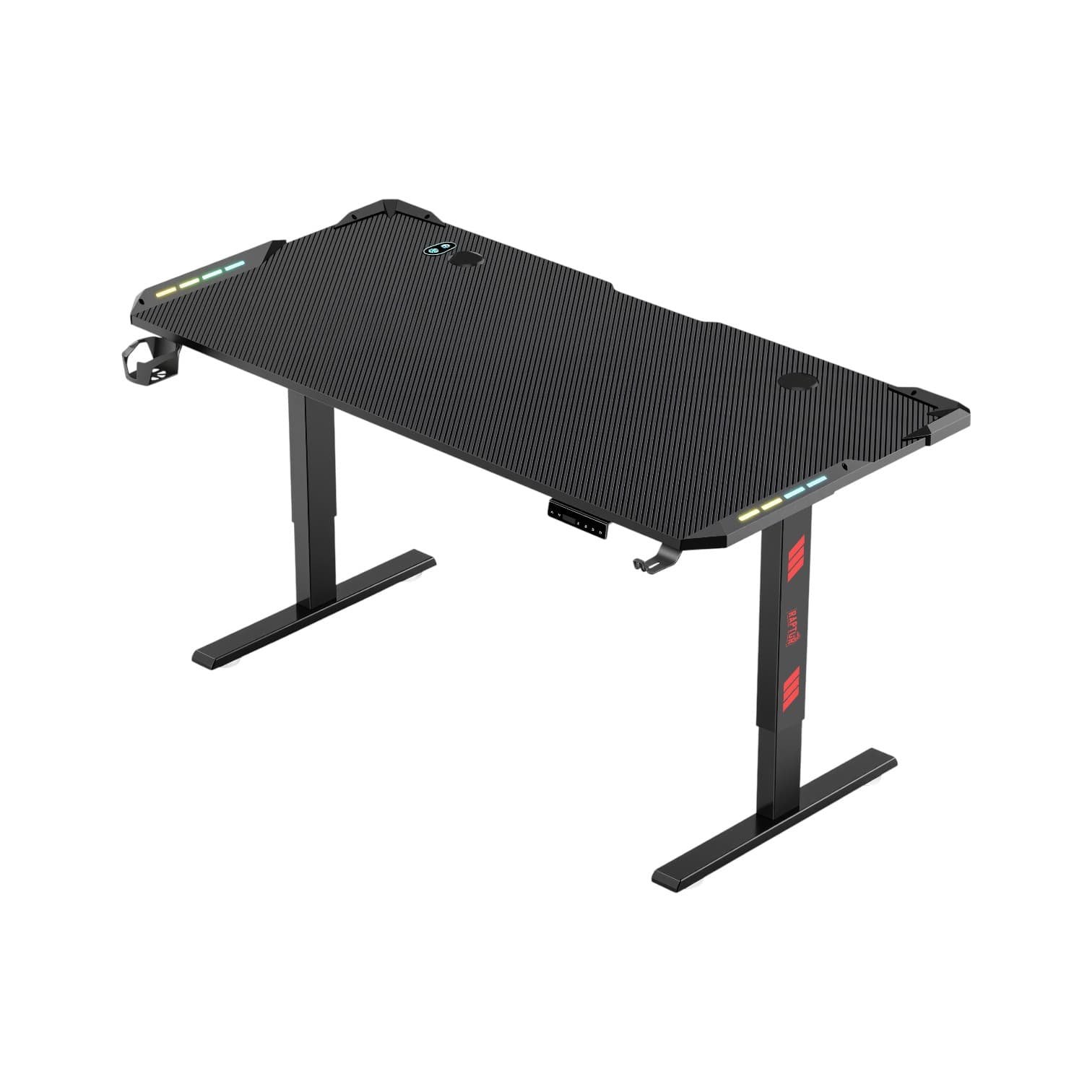 Escritorio Gamer Raptor Glow Station RGB c/elevacion h/80kg c/portavasos + porta auricular (7527) · RAPTOR