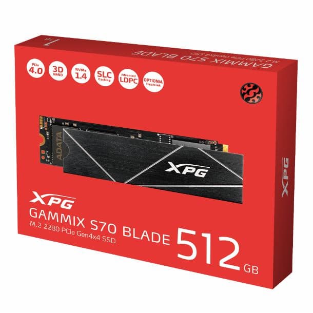HD SSD 512GB ADATA XPG GAMMIX S70 BLADE M.2 NVME GEN4 7400MB/S 2280 - Imagen 1