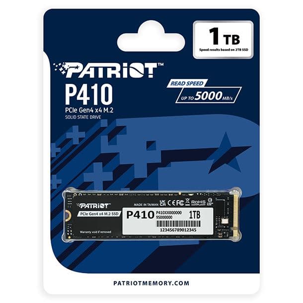 HD SSD 1TB PATRIOT P410 M.2 NVME GEN4 5000MB/S 2280 - Imagen 1