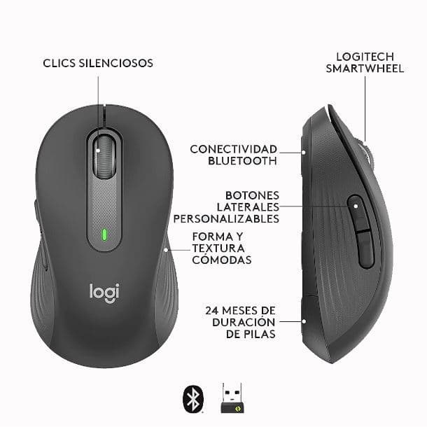MOUSE WIRELESS LOGITECH M650 GRAPHITE 910-006250 - Imagen 1