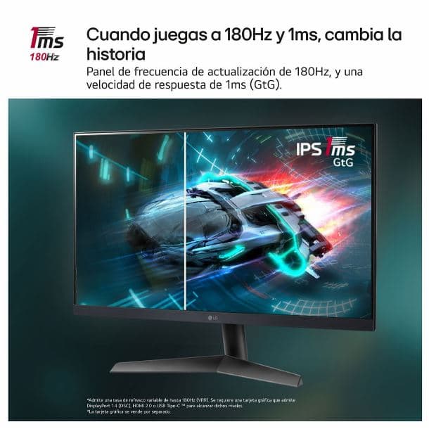 MONITOR GAMER 27" LG 27GS60F IPS FHD HDMI DP 180HZ 1MS G-SYNC FREESYNC AMD BORDERLESS - Imagen 1
