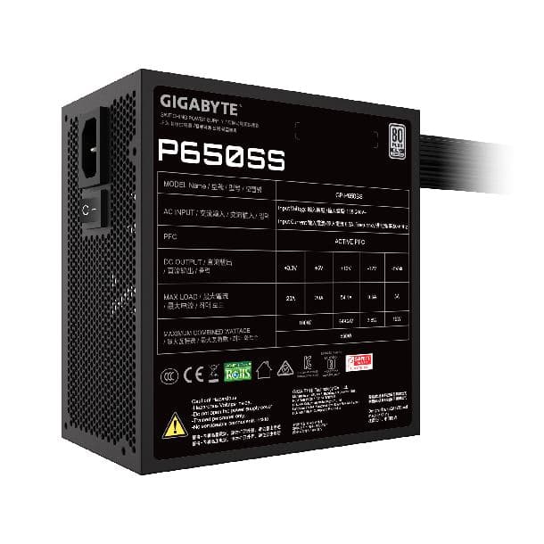 FUENTE 650W GIGABYTE GP-P650SS 80 PLUS SILVER NEGRA · Gigabyte