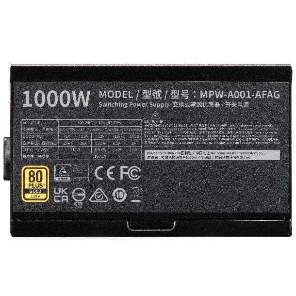 FUENTE 1000W COOLERMASTER ELITE GOLD 1000 80 PLUS GOLD FULL MODULAR - Imagen 1