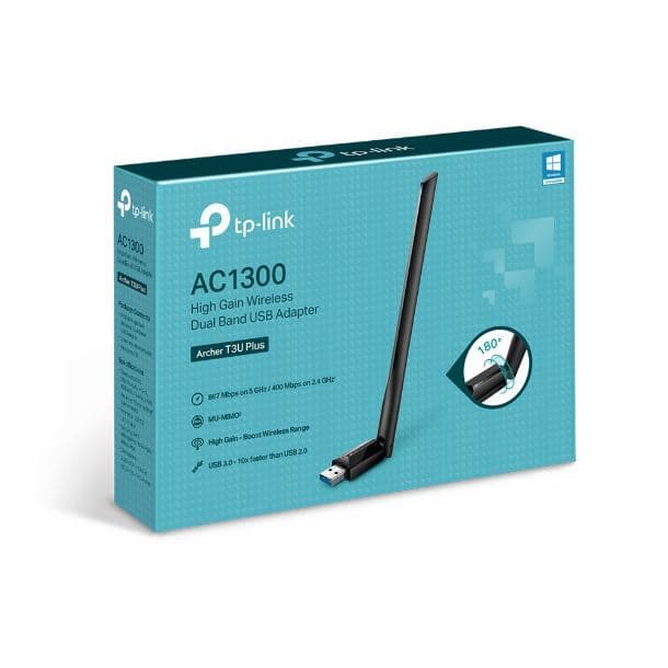 PLACA DE RED USB WIFI TP-LINK ARCHER T3U PLUS AC1300 ALTA POTENCIA DUAL BAND MU-MIMO · TP-Link