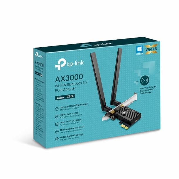 PLACA DE RED PCIE TP-LINK ARCHER TX55E AX3000 WIFI 6 + Bluetooth BT - Imagen 1