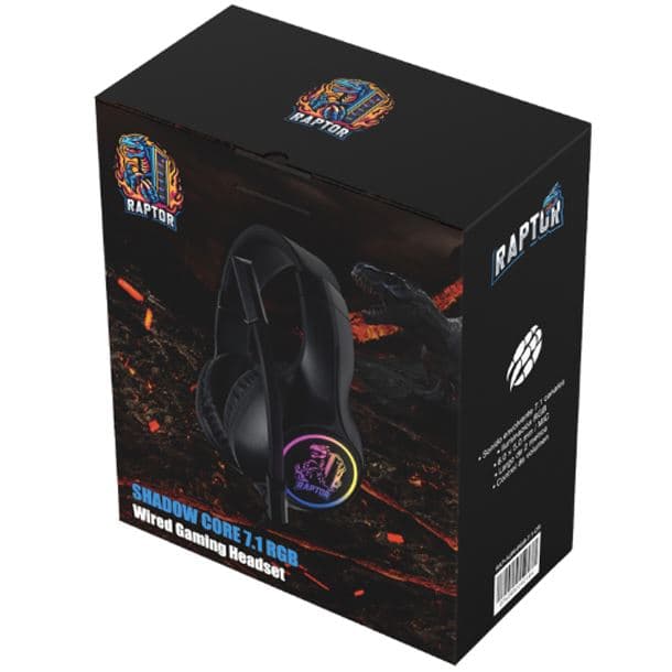 AURICULAR RAPTOR SHADOW CORE RGB 7.1 CANCELACION SONIDO CONECTOR USB Y 3.5MM - Imagen 1