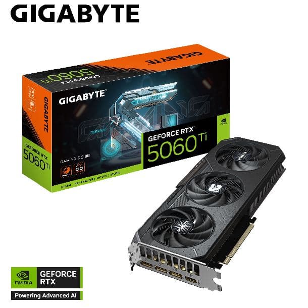PLACA DE VIDEO GeForce RTX 5060 TI 8GB GIGABYTE GAMING OC · NVIDIA