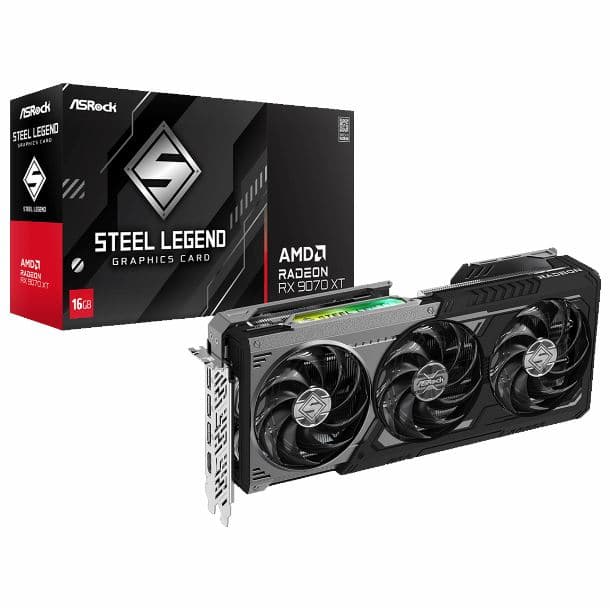 PLACA DE VIDEO RADEON RX 9070 XT 16GB ASROCK STEEL LEGEND DARK - Imagen 1