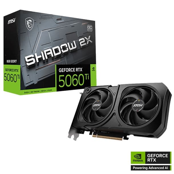 PLACA DE VIDEO GeForce RTX 5060 TI 8GB MSI SHADOW 2X OC PLUS · NVIDIA
