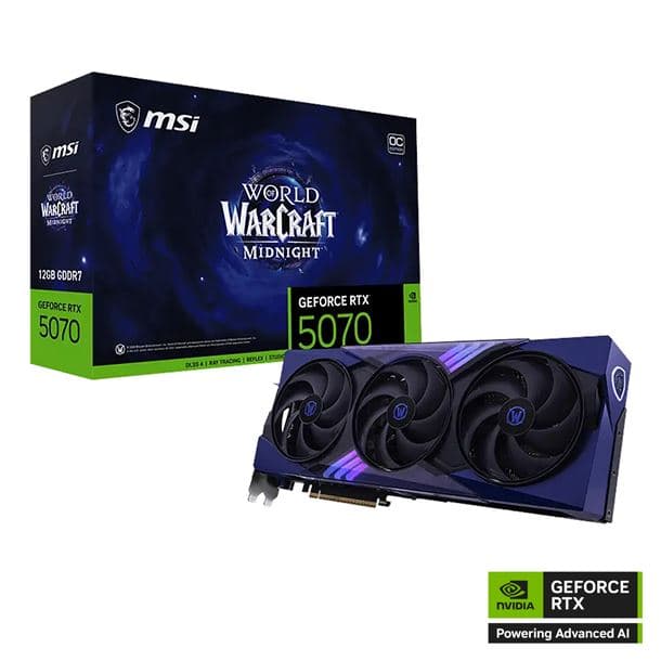 PLACA DE VIDEO GeForce RTX 5070 12GB MSI WORLD OF WARCRAFT MIDNIGHT LIGHT EDITION - Imagen 1