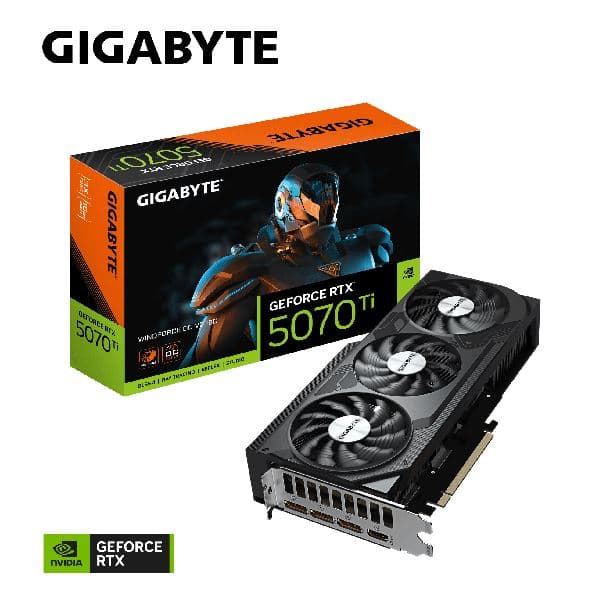 PLACA DE VIDEO GeForce RTX 5070 TI 16GB GIGABYTE WINDFORCE OC V2 · NVIDIA