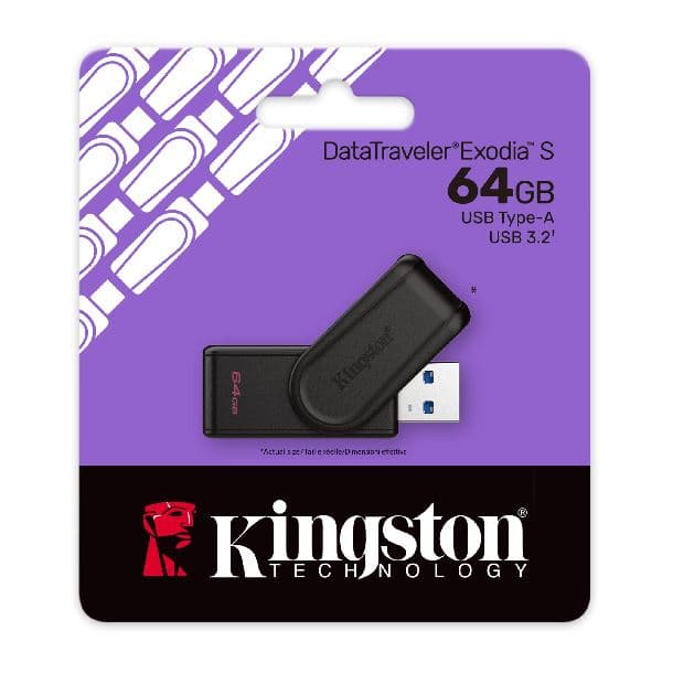 PENDRIVE 64GB KINGSTON EXODIA S USB 3.2 GEN1 NEGRO - Imagen 1